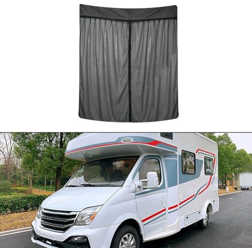 NbgrvB Zanzariera per porta scorrevole, tenda da campeggio, tenda per camper, zanzariera in rete per porta laterale per roulotte, camper, colore nero (larghezza 165 x altezza 165 cm)