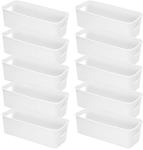 10 Stück Aufbewahrungsbox, Aufbewahrungsboxen, Aufbewahrungskorb, Kunststoff, 24.5x 7.5cm, für Büro, Küchen, Badezimmer, Kosmetik, Kinderzimmer, Schrank
