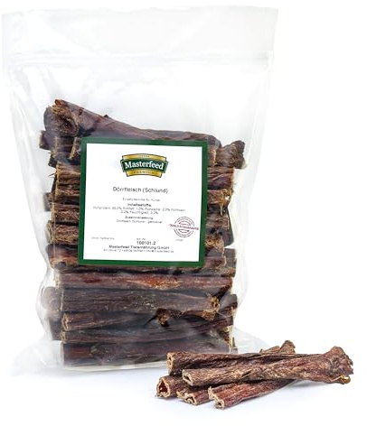 Masterfeed Dörrfleisch Rollen 20 cm, Getrocknet, 100% Natürlich, Rinderdörrfleisch, Rinderschlund, Kauartikel für Hunde, 5 kg