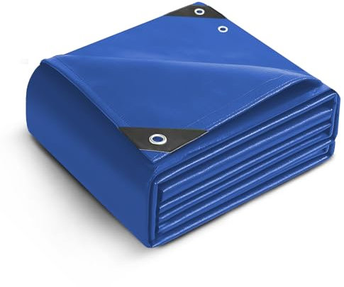 Keplin 3x3m Waterproof Tarpaulin Cover Sheet 70gsm - Heavy Duty, Mould-Resistant, Easy to Wash - PE Material, Reinforced Edges with Metal Eyelets - Ideal for Indoor and Outdoor Protection- Blue