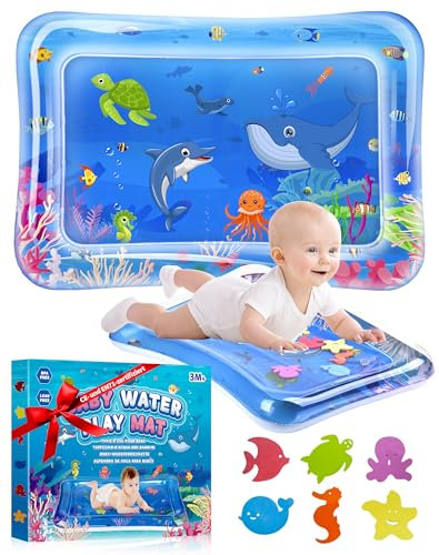 Wassermatte Baby BPA-Frei für 3 6 9 12 Monate Baby Spielmatte Spielzeug, Wasserspielmatte Baby, Aqua Matte Baby für Babys ab 3 Monaten Sensorische Matte für Tummy Time & Babyentwicklung