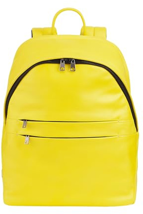 DUDU Damen- und Herren-Lederrucksack für PCs bis zu 15,6“ MacBook 16 Zoll, Reiserucksack 20 Liter, Rucksack für Arbeit und Büro mit elegantem essentiellem Design Citrus Yellow