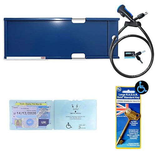 Anti Theft Disabled Combined Blue Badge Holder Lock Security Device for Car & Radar Key for Disabled Toilets Access - Disability Parking & Toilet Access Secure Wallet