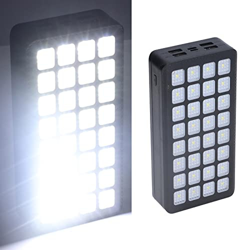 Tyenaza 32LED Solar Power Bank, with 4 USB 3 Light Modes 30000mah Portable Phone Charger, for Outdoor Camping Expedition Fishing