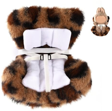 Auto Sedile per Bambole di Peluche, Bambole Divano di Sicurezza Decorativo con Sedia in Peluche Cuscino Seggiolino Auto per Esporre Giocattoli da 10-17cm(Motivo Leopardato)