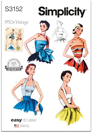 Simplicity Sewing Pattern SS3152H5 Misses' Halter and Strapless Bodice H5 (6-8-10-12-14)