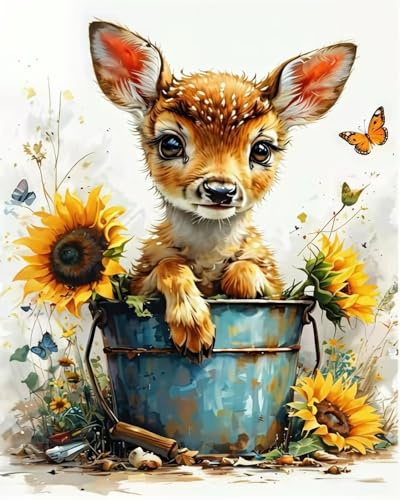 MBYAUYN Diamond Painting Tier, 5D Diamond Painting Adults, Diamant Painting Bilder Deer, as a Gift for Relaxation and as a Wall Decoration 30 cm x 40 cm
