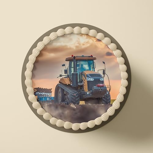 CGD Essbare Tortenaufleger aus Fondant oder Esspapier – Perfekt für Bauernhof-Liebhaber – Dekorative Kuchendeko für Geburtstag, Party & besondere Anlässe - Traktor L4 (Fondant)