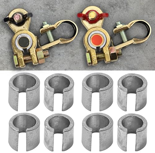 8PCS Car Battery Terminal Adaptor Sleeves, Car Battery Terminal Converter Post Adaptors for Positive or Negative Posts, Universal for Cars Boats RVs Motorcycles