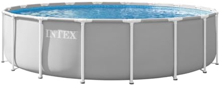 Intex - Piscina Desmontable, Gris, D549x122 cm, Capacidad para 24.311 litros, Escalera, Tapiz, Cobertor, Estructura metálica, Montaje 60 Minutos, Conexiones Ø32 mm (56086)