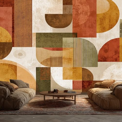 Générique Papier Peint Intissé Moderne Boheme Rétro Géométrique 150 x 105 cm Papier Peint Panoramique Grandes Poster Mural Photo pour Salon, Chambre, Décor Fond TV L133