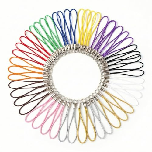 SWYZOR Phone Charm,120 Stück Mobile Phone Lanyard Strap,Handyanhänger Schlaufe,Handys Charm Cord,Schlüsselband Kurz Handy,für Schlüsselanhänger Band Nylon Hängende Kette