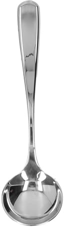Cuchara para catar café de acero inoxidable profesional pulido espejo diseñada ergonómicamente para degustación de café y postres duradera y resistente 155 mm (Plata)