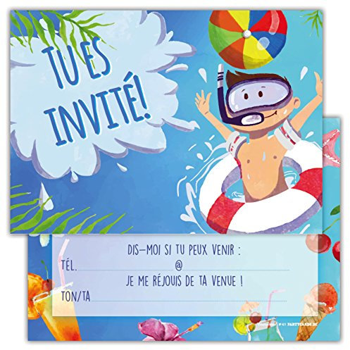 Lot de 12 Cartes d'invitation pour Anniversaire, Partie, fête Cartons d'invitation en Français Motif