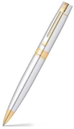 Sheaffer 100 - Refillable rollerball pen, polished chrome, gold-tone trim