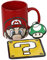 Super Mario Geschenkset mit Tasse, Untersetzer und Schlüsselanhänger in Geschenkbox (Super Mario Design) 325ml Keramikbecher - Offizielles Lizenzprodukt