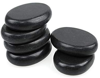 Set professionale di pietre laviche riscaldate in basalto per massaggio e terapia