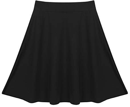 TiaoBug Damen Mädchen Ballett Midi Rock Knielang Einfarbig A-Linie Faltenrock Plissee Rock für Kinder Tanzrock Ballettkleidung gr. 116-164 Schwarz B 128