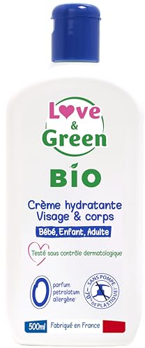 Love & Green - Crème Hydratante Visage/Corps Bio 0% 500 ml - Fabriqué en France