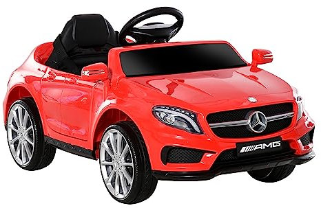 HOMCOM Voiture électrique Enfants sous Licence Mercedes Benz GLA AMG, véhicule électrique 3 Ans avec télécommande 2,4 GHz, MP3 USB, lumières et Sons, Ouverture de Portes, Rouge