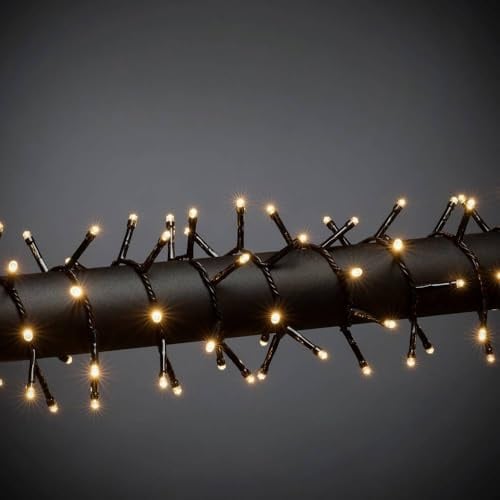Konstsmide Micro LED Büschellichterkette Cluster, schwarz, 30V Innentrafo, 200 bernsteinfarbene Dioden, schwarzes Kabel - 3875-800