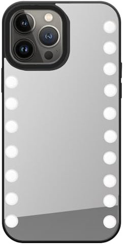 QWIFEY Selfie Light up Case for iPhone 12 Pro Max 6.7 inch,LED Double Light case with Back and Front Dual Rechargeable Luminous Light Phone Case for iPhone 12 Pro Max(6.7 inch only) (Black)