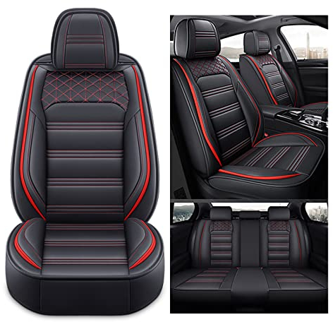 0beilita Sitzbezüge Auto Autositzbezüge Universal Set für Volkswagen Passat Cc B6 B5 B8 Vw Polo Golf 4 5 6 7 Mk4 Tiguan 2018 Camry Auto Zubehör, Schwarz Rot Standard