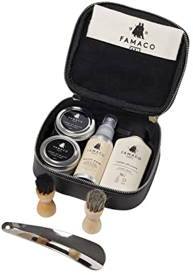 Famaco - TROUSSE EVASION NOIR Kit pour l'Entretien du Cuir - Idéal Cadeau ou pour vos Déplacements -