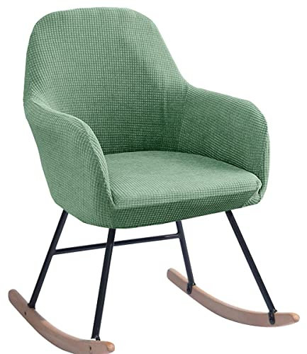 XGANGM Fundas para Sillón Balancín con Brazos Respaldo Alto Estilo Nórdico Mecedora Cubiertas para Sillas Elasticas Terciopelo Fundas Balancin Sillón de Relax Moderna Relax,Green 1,1PC