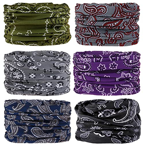 6 Stück Nahtlose Bandanas Multifunktionstuch Schal - Elastiche Multifunktion Stirnband Gaiter Balaclava Gesichtsmaske Kopfbedeckung UV Residenz für Yoga Laufen Wandern Radfahren Motorradfahren