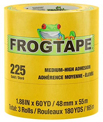 FrogTape 225 Gold Hochleistungs-Klebeband [mittlere bis hohe Klebkraft]: 1.88 in. x 60 yds. (Gold) / 3-pack