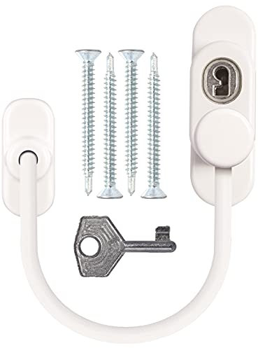 White Lockable Window Restrictor with Key & Fixings Restrictor to Prevent Injury & Increase Security