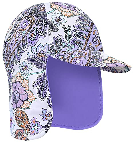 Gifts Treat Kinder Legionäre Hut, UPF 50+ Sonnenschutz Schwimmkappe Flap Hat im Dinosaurier-Muster für Kinder, Jungen Sonnenhut mit Nackenschutz Grün,Violett,54cm/6-8 Jahre