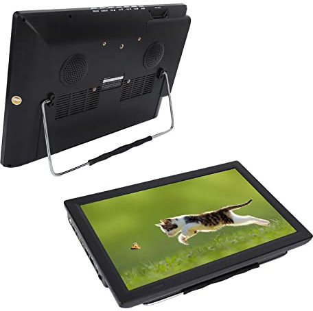Portable Widescreen LCD Display, Same Screen Function LED Mini TV Built in Tuner AV In Out UK Plug 110‑220V with Stand for Outdoor Use
