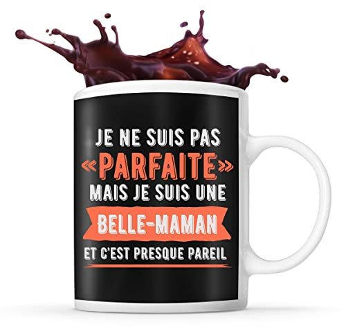 Planetee Tasse noir Parfaite Belle-Maman | Mug original pour belle mère idéal pour cadeau de noël et anniversaire