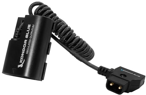 KONDOR Blue | D-Tap Compatible with Canon LPE6 NH Dummy Battery Cable | 16-36, Reverse Polarity Protection, Ultra-Durable, & Nylon Braided with Reinforced Connectors | Black