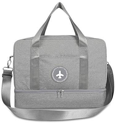 ADITAM Reise Seesack Sport Tanz Umhängetasche Wochenende Handtasche Wasserdicht Reisetasche Leichte Tasche für Herren Damen Sport Fitnessstudio Urlaub Schwimmen Training Wandern Grau A Double The
