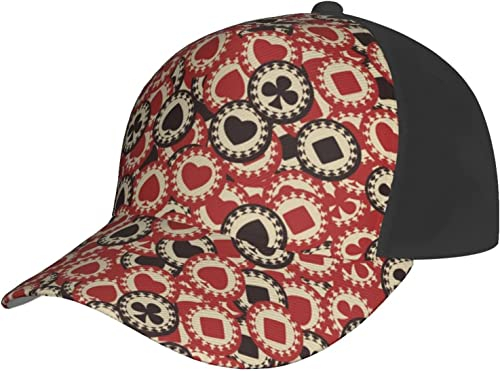 XVBCDFG Baseballmützen Sonnenhut Verstellbare Papa Trucker Cap Casino Poker Chips Dollar Caps, Siehe Abbildung, One size