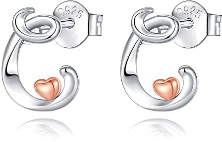 CELESTIA Orecchini Cerchio Piccoli Donna Orecchini con Iniziale Punto Lucea Argento 925 Oro Rosa Regalo Donna Originale Utile