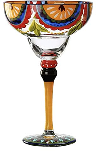 BYYLECL Hand Blown Painted Margarita Glass 270ml Cocktail Glasses for Couple Gift, Margarita Party Fruit Slices