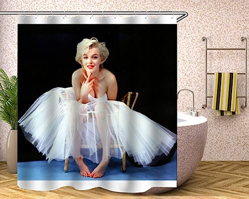 WEAQASD-TSE Monroe Duschvorhang,Wasserdicht Schimmel beschwert schnell trocknend Vorhang,Waschbar Bad dekorative Partition Vorhang mit 12 Haken