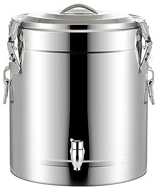 Calentadores de bebidas, dispensador de agua caliente aislado para té, urna de acero inoxidable para café, para té, termo, cubo de hielo,Plata,40L