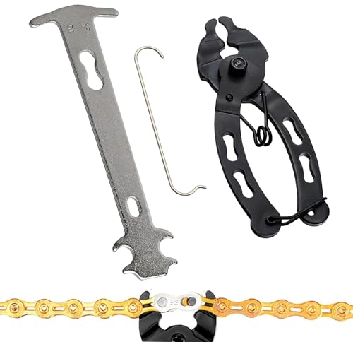 Pizsieat 3er Set Kettennieter Fahrrad,Kettenschloss Zange mit Kettenlehre Fahrrad und Kettenhaken,Fahrradkette Werkzeug für Rennräder Mountainbikes
