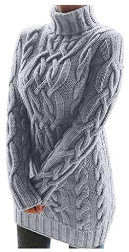 Women's Sweater Dress Long Sleeve Bodycon Turtleneck Jumpers Dress Autumn Winter Casual Warm Fashion Chunky Crochet Sweaters Thick Cable Knit Pullover Sweatshirts Lightweight Tunicfor Leggings