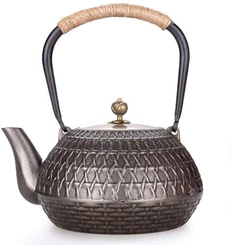 Juegos de té Simples y creativos Hierro Fundido Olla de Hierro Fundido Hierro sin Recubrimiento por Dentro y por Fuera El Alambre Original Bambú Ese Juego de té de Hierro Artesanal