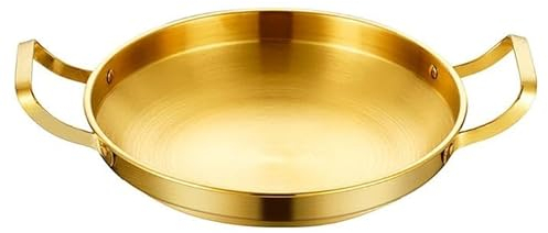 MBBITL Goldfarbene Paella-Pfanne, Servierpfanne, Edelstahl, 22 cm