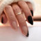 24pcs Almond False Nails: Short French Black Combo - Pure Color Glossy Acrylic Full Cover - Stick On With Glue - Oval Sizes - Autumn Winter DIY Nails Art