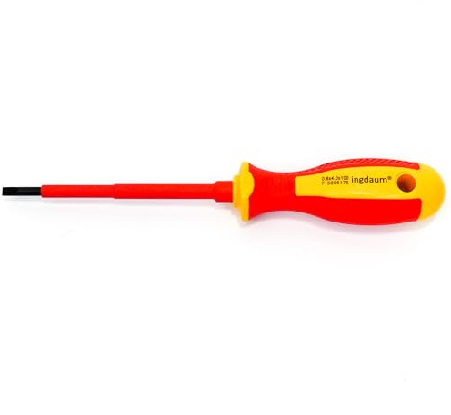 Destornillador plano VDE aislado 1000 V, 0.8 * 4.0 * 100 mm | Para electricista ranurado, Conforme VDE / IEC, Para instalaciones eléctricas, Venta individual o en set