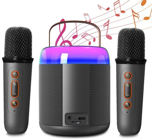 Juguetes de karaoke para niños y adultos con 2 micrófonos, máquina de karaoke portátil con luz LED y efectos de cambio de voz, regalos para niños de 3 a 18 años, niños, niñas, familias, fiestas de