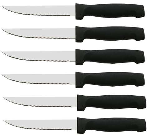 CUPERINOX Cuchillos Carne | Cuchillos Mesa | Cuchillos Chuleteros | 6 Piezas | Hoja Serrada | Mango Polipropileno | Acero Inoxidable | 11 cm